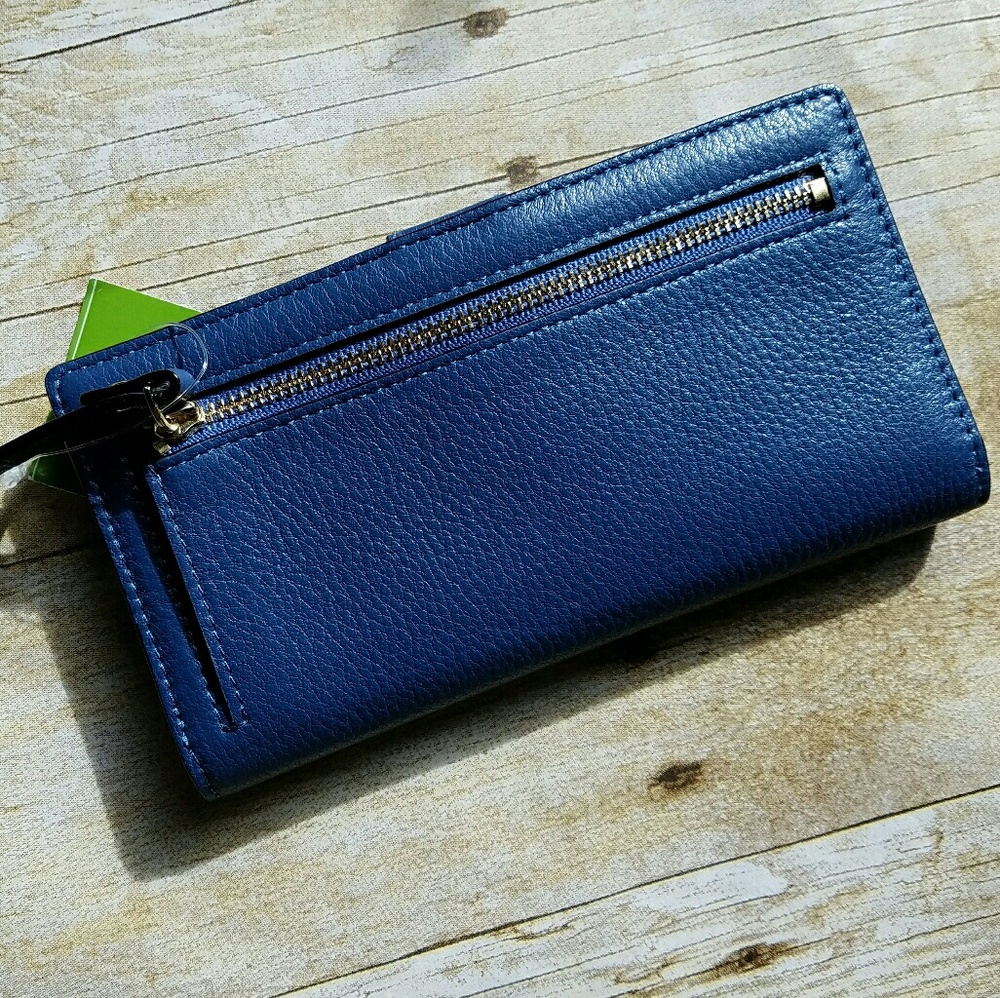 kate spade navy blue leather zip wallet - Picture 2 of 4